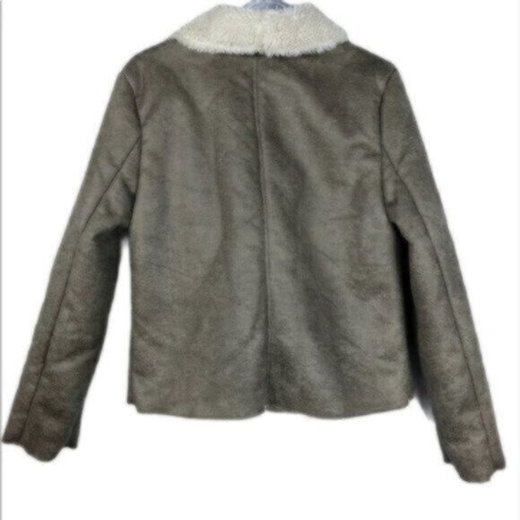 BB Dakota Penny Lane Dark Tan Faux Suede Shearling Warm Winter Jacket Medium - Picture 3 of 9